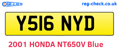 Y516NYD are the vehicle registration plates.