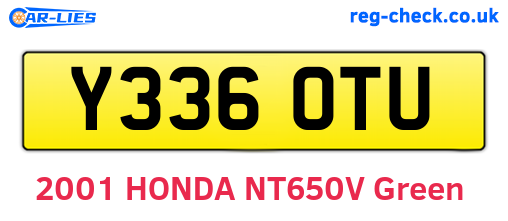 Y336OTU are the vehicle registration plates.