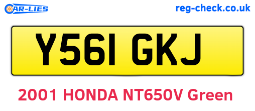 Y561GKJ are the vehicle registration plates.