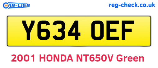 Y634OEF are the vehicle registration plates.