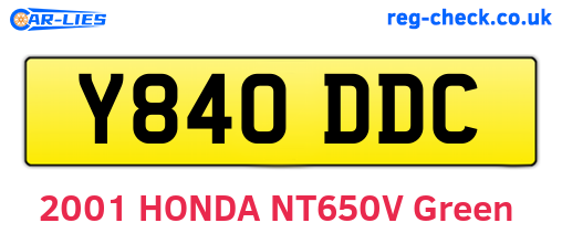 Y840DDC are the vehicle registration plates.