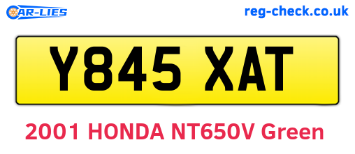 Y845XAT are the vehicle registration plates.