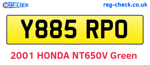 Y885RPO are the vehicle registration plates.