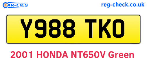 Y988TKO are the vehicle registration plates.