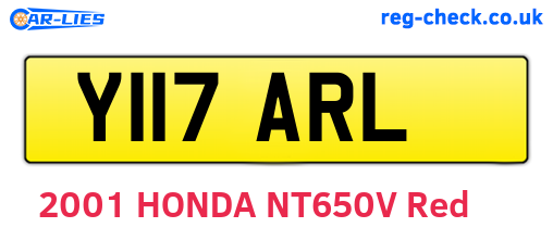 Y117ARL are the vehicle registration plates.