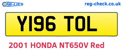 Y196TOL are the vehicle registration plates.