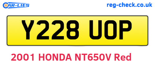 Y228UOP are the vehicle registration plates.