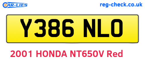 Y386NLO are the vehicle registration plates.