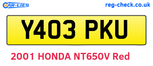 Y403PKU are the vehicle registration plates.