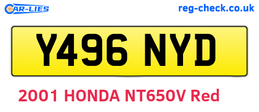 Y496NYD are the vehicle registration plates.
