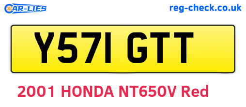 Y571GTT are the vehicle registration plates.