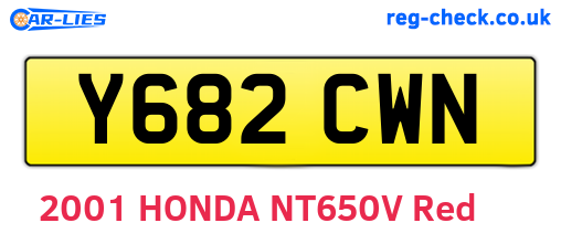 Y682CWN are the vehicle registration plates.