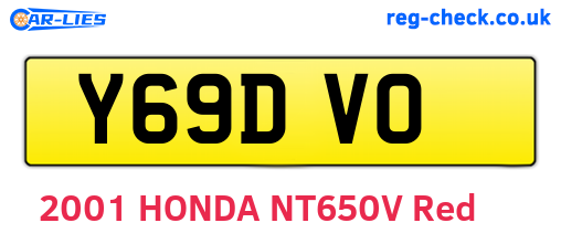 Y69DVO are the vehicle registration plates.