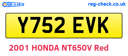 Y752EVK are the vehicle registration plates.
