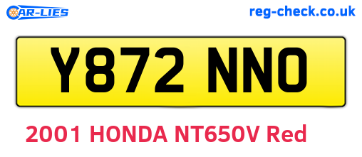 Y872NNO are the vehicle registration plates.