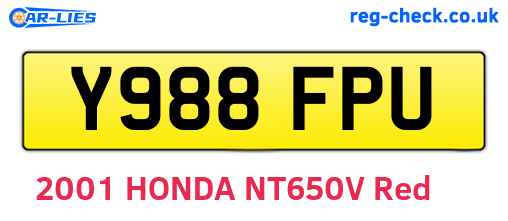 Y988FPU are the vehicle registration plates.
