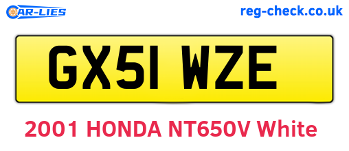 GX51WZE are the vehicle registration plates.