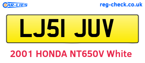 LJ51JUV are the vehicle registration plates.