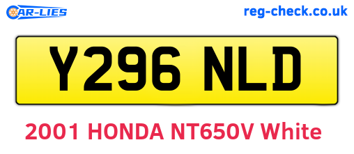 Y296NLD are the vehicle registration plates.