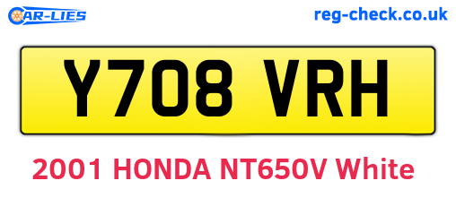 Y708VRH are the vehicle registration plates.