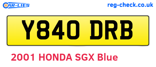 Y840DRB are the vehicle registration plates.