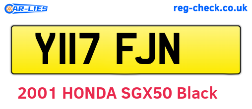 Y117FJN are the vehicle registration plates.