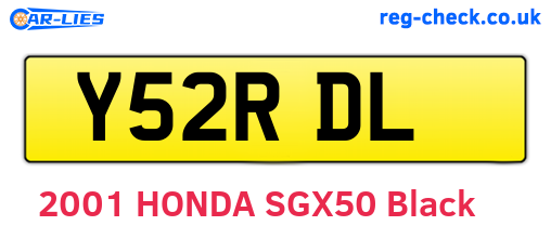 Y52RDL are the vehicle registration plates.