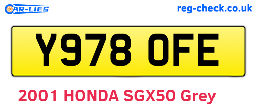 Y978OFE are the vehicle registration plates.