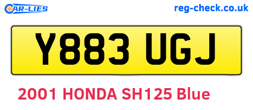 Y883UGJ are the vehicle registration plates.
