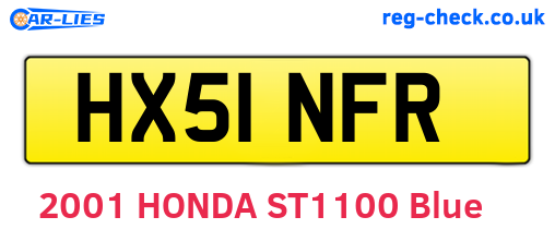 HX51NFR are the vehicle registration plates.