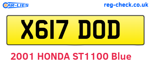 X617DOD are the vehicle registration plates.