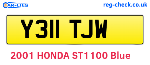 Y311TJW are the vehicle registration plates.