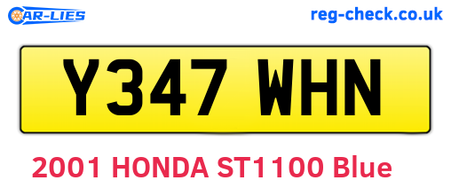 Y347WHN are the vehicle registration plates.