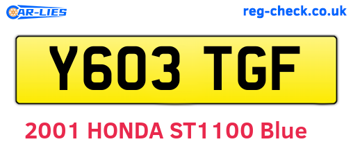 Y603TGF are the vehicle registration plates.