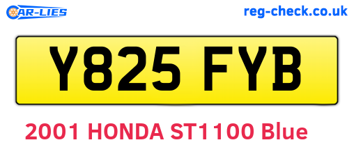 Y825FYB are the vehicle registration plates.