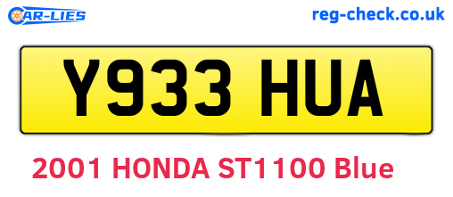 Y933HUA are the vehicle registration plates.