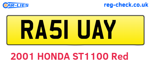 RA51UAY are the vehicle registration plates.