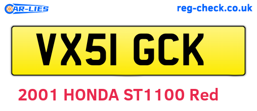 VX51GCK are the vehicle registration plates.