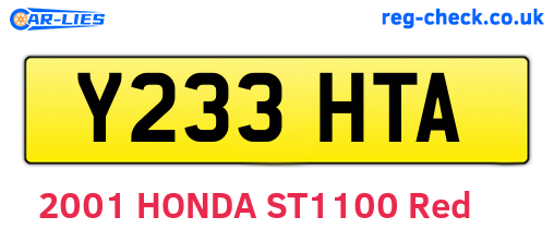 Y233HTA are the vehicle registration plates.