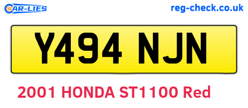 Y494NJN are the vehicle registration plates.