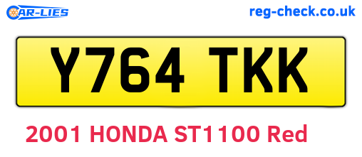 Y764TKK are the vehicle registration plates.
