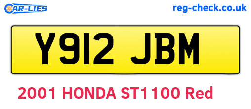 Y912JBM are the vehicle registration plates.