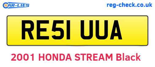 RE51UUA are the vehicle registration plates.