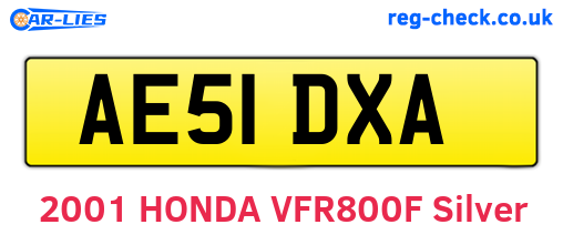 AE51DXA are the vehicle registration plates.