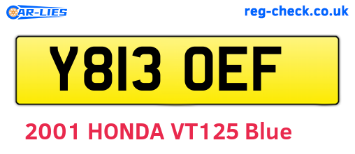 Y813OEF are the vehicle registration plates.