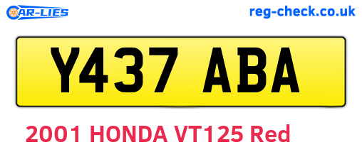 Y437ABA are the vehicle registration plates.