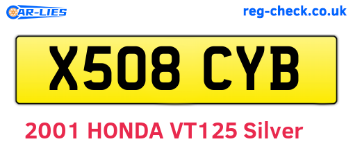 X508CYB are the vehicle registration plates.