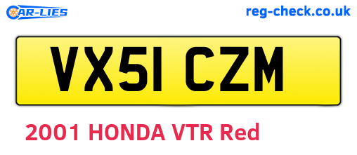 VX51CZM are the vehicle registration plates.