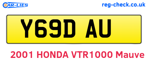Y69DAU are the vehicle registration plates.