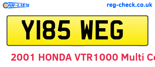 Y185WEG are the vehicle registration plates.